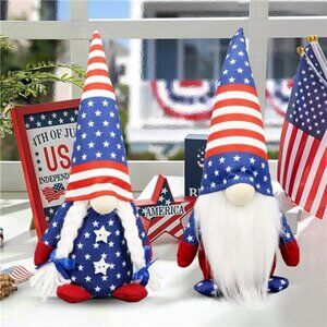 Patriotic Plush Gnome Set – 4th of July & Memorial Day Table Decor (2-Pack)